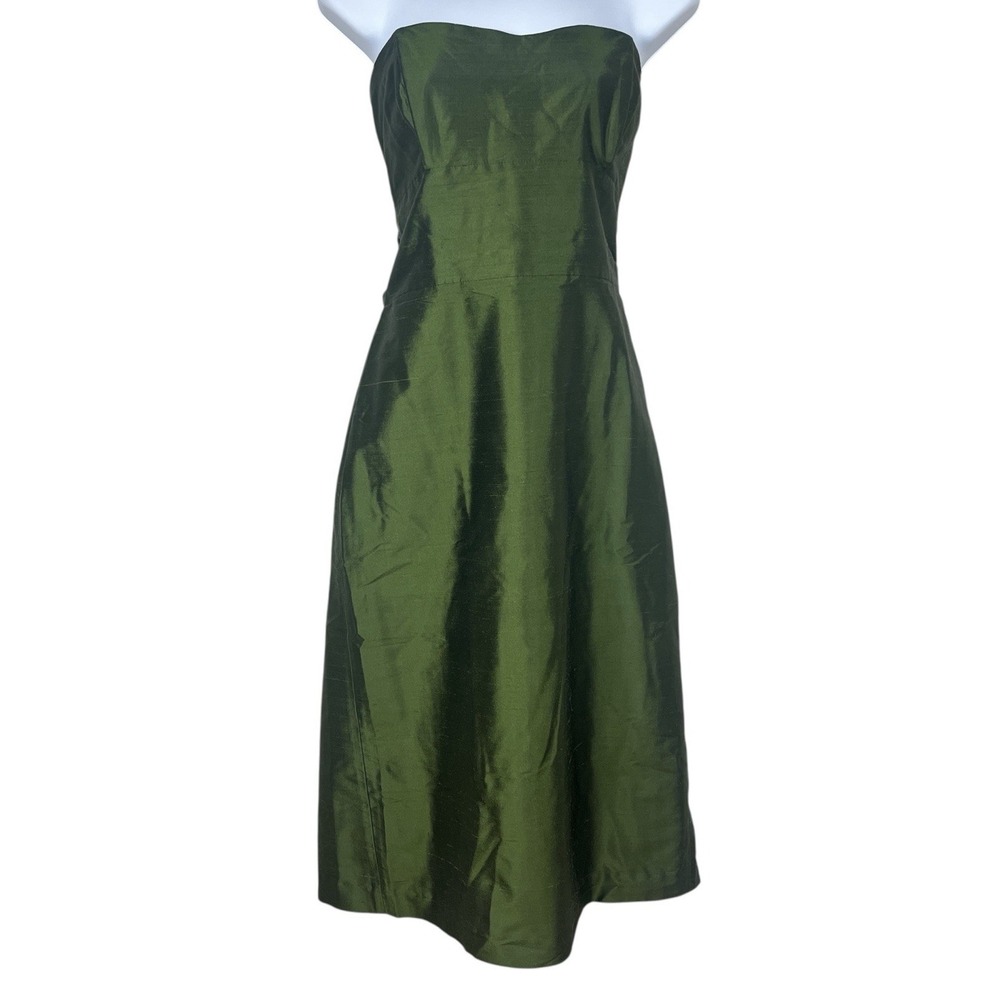 Jenny Yoo Collection 100% Silk Shantung Cocktail Dress Size 10 Strapless Gala